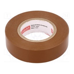 1 rol x PLYMOUTH - N-12 PVC TAPE 19MMX20M BROWN - Tape: electrical insulating, W: 19mm, L: 20m, Thk: 0.15mm, brown