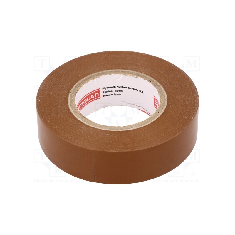 1 rol x PLYMOUTH - N-12 PVC TAPE 19MMX20M BROWN - Tape: electrical insulating, W: 19mm, L: 20m, Thk: 0.15mm, brown