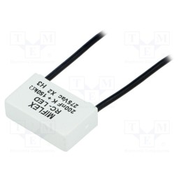 1 pcs x MIFLEX - - - Filter: RC, 275VAC, 200nF, 150kΩ, THT, 26.5x8.5x16.5mm