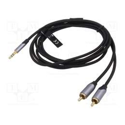 1 pcs x VENTION - BCNBJ - Cable, Jack 3.5mm 3pin plug,RCA plug x2, 5m, black, Øcable: 3.5mm