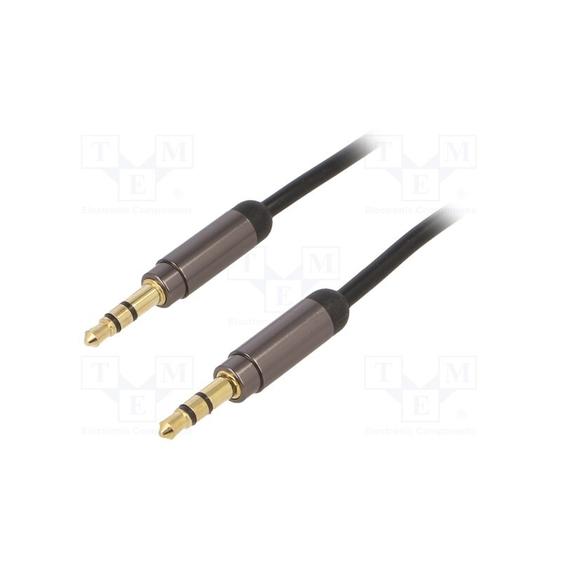 1 pcs x GEMBIRD - CCAPB-444-1M - Cable, Jack 3.5mm 3pin plug,both sides, 1m, Plating: gold-plated