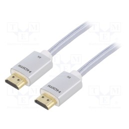 1 pcs x VENTION - ALCII - Cable, HDMI 2.1, HDMI plug,both sides, PVC, textile, Len: 3m, 28AWG
