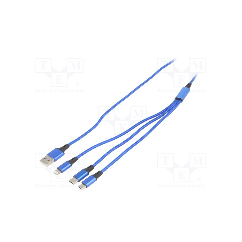 1 pcs x AKYGA - AK-USB-27 - Cable, USB 2.0, nickel plated, 1.2m, blue, textile