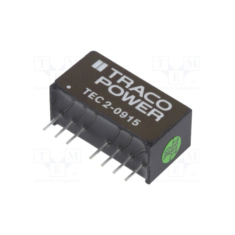 1 pcs x TRACO POWER - TEC 2-0915 - Converter: DC/DC, 2W, Uin: 4.5÷13.2V, Uout: 24VDC, Iout: 83mA, SIP8