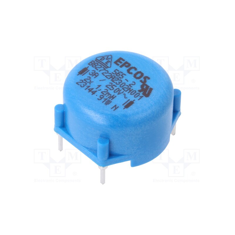1 pcs x EPCOS - B82722A2302N001 - Inductor: common mode, THT, 1.2mH, 3A, 56mΩ, ±30%, 22.7x22.3x13.3mm