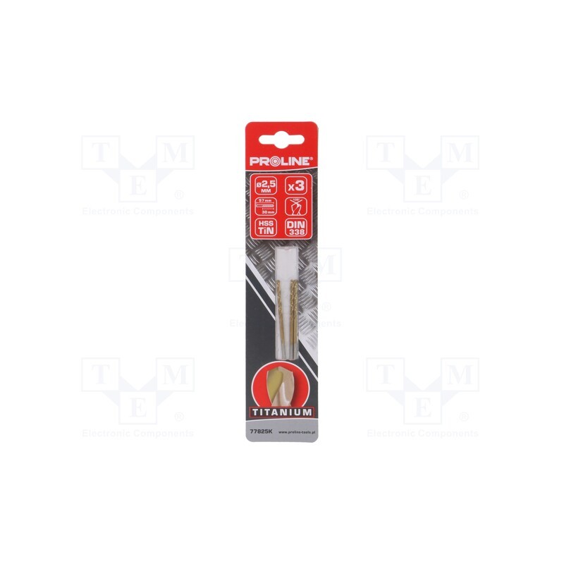 1 set x PROLINE - 77825K - Drill bit, for metal, Ø: 2.5mm, 3pcs, Features: grind blade