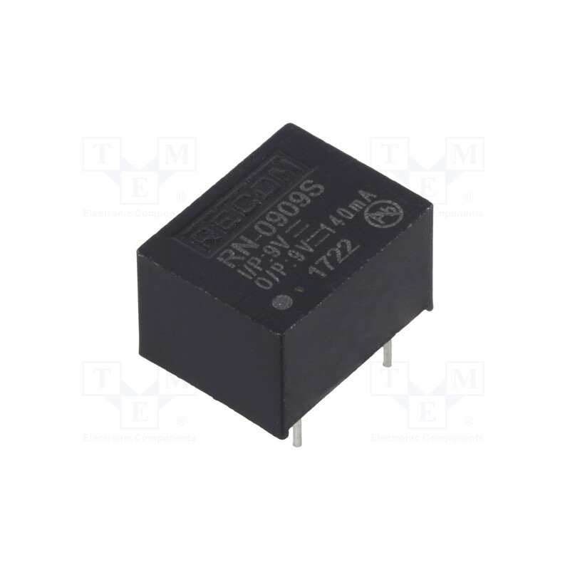 1 pcs x RECOM - RN-0909S - Converter: DC/DC, 1.25W, Uin: 8.1÷9.9V, Uout: 9VDC, Iout: 140mA, DIP8