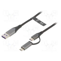1 pcs x VENTION - CQFHF - Cable, USB 2.0, USB A plug,USB B micro plug,USB C plug, 1m, 5A