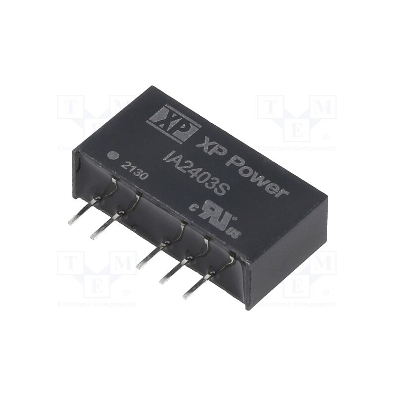 1 pcs x XP POWER - IA2403S - Converter: DC/DC, 1W, Uin: 24V, Uout: 3.3VDC, Uout2: -3.3VDC, SIP