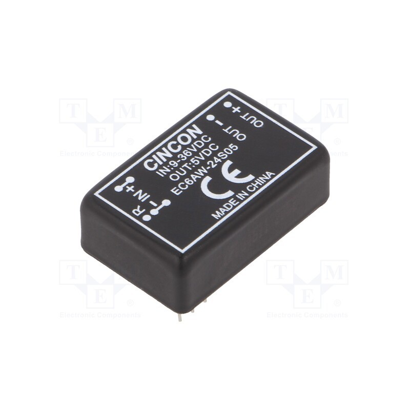 1 pcs x CINCON - EC6AW-24S05 - Converter: DC/DC, 8W, Uin: 9÷36V, Uout: 5VDC, Iout: 1600mA, 100kHz