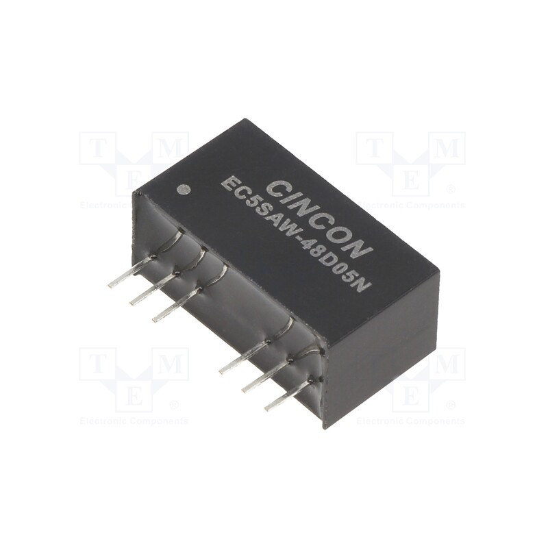1 pcs x CINCON - EC5SAW-48D05N - Converter: DC/DC, 10W, Uin: 18÷75V, Uout: 5VDC, Uout2: -5VDC, SIP8