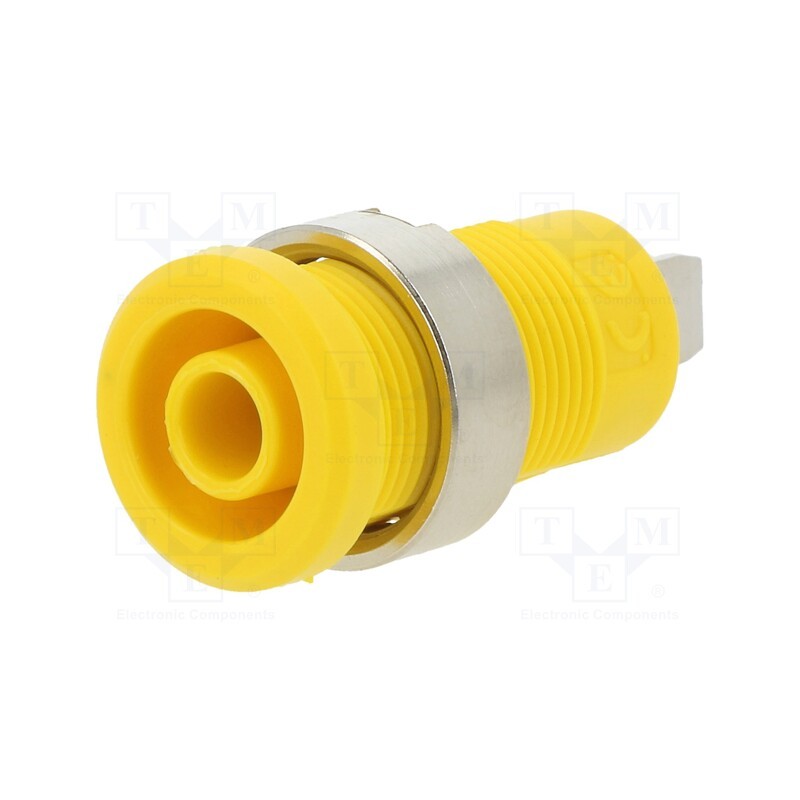 1 pcs x ELECTRO-PJP - 3274-C-4 - Socket, 4mm banana, 36A, yellow, nickel plated, on panel,screw