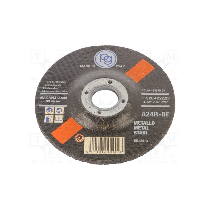 1 pcs x PG PROFESSIONAL - 414.05 - Cutting wheel, Ø: 115mm, Øhole: 22mm, Disc thick: 6.4mm, bulk