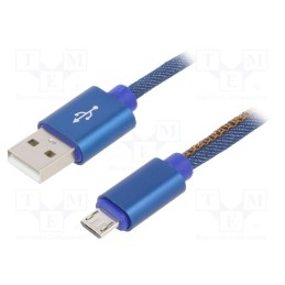 1 pcs x GEMBIRD - CC-USB2J-AMMBM-2M-BL - Cable, USB 2.0, USB A plug,USB B micro plug, gold-plated, 2m