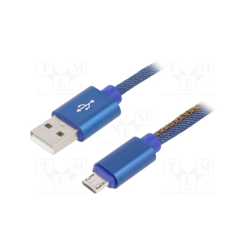 1 pcs x GEMBIRD - CC-USB2J-AMMBM-2M-BL - Cable, USB 2.0, USB A plug,USB B micro plug, gold-plated, 2m