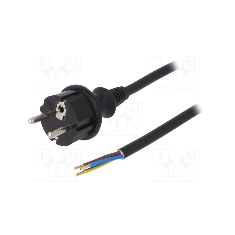 1 pcs x PLASTROL - W-98388 - Cable, 3x1.5mm2, CEE 7/7 (E/F) plug,wires,SCHUKO plug, PVC, 5m