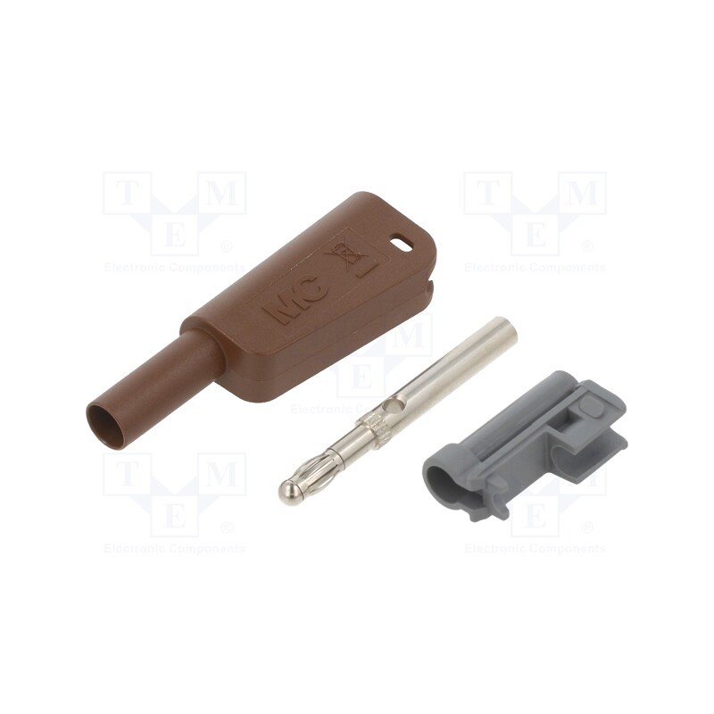 1 pcs x STu00c4UBLI - 66.2018-27 - 4mm banana, 19A, 1kV, brown, insulated,with 4mm axial socket