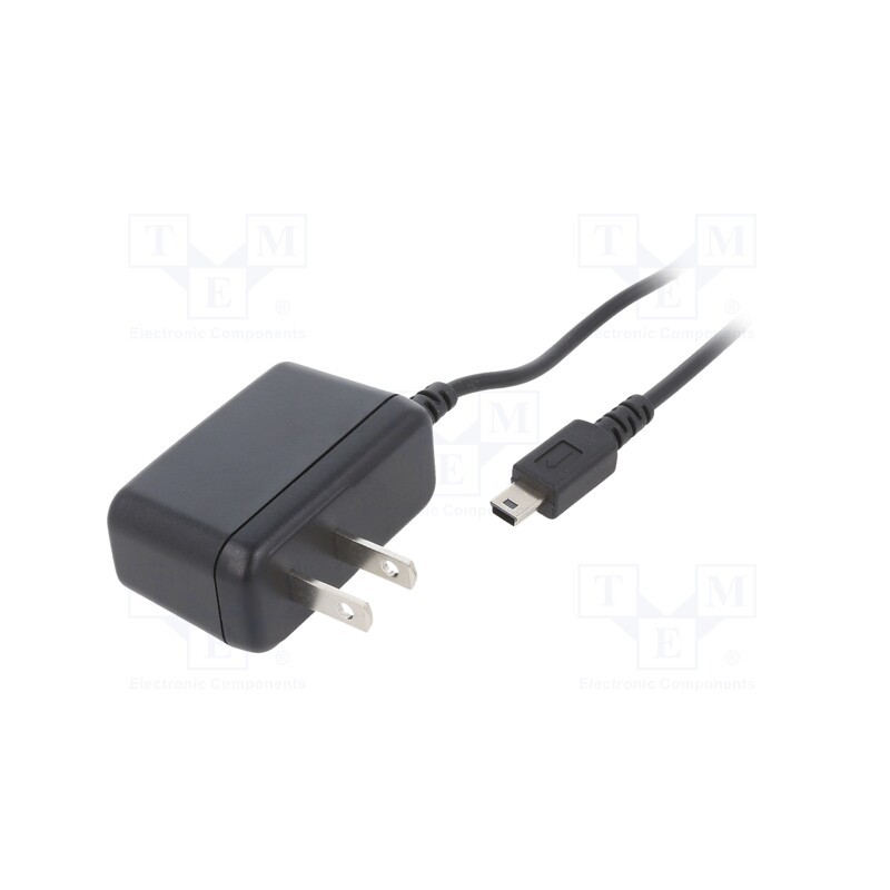 1 pcs x XP POWER - VEL05US050-US-MB - Power supply: switched-mode, plug, 5VDC, 1A, 5W, Out: USB mini, 74%