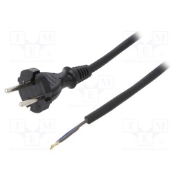 1 pcs x PLASTROL - W-97191 - Cable, 2x1mm2, CEE 7/17 (C) plug,wires, rubber, 5m, black, 16A