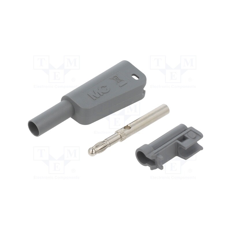 1 pcs x STu00c4UBLI - 66.2018-28 - 4mm banana, 19A, 1kV, grey, insulated,with 4mm axial socket, 1mm2