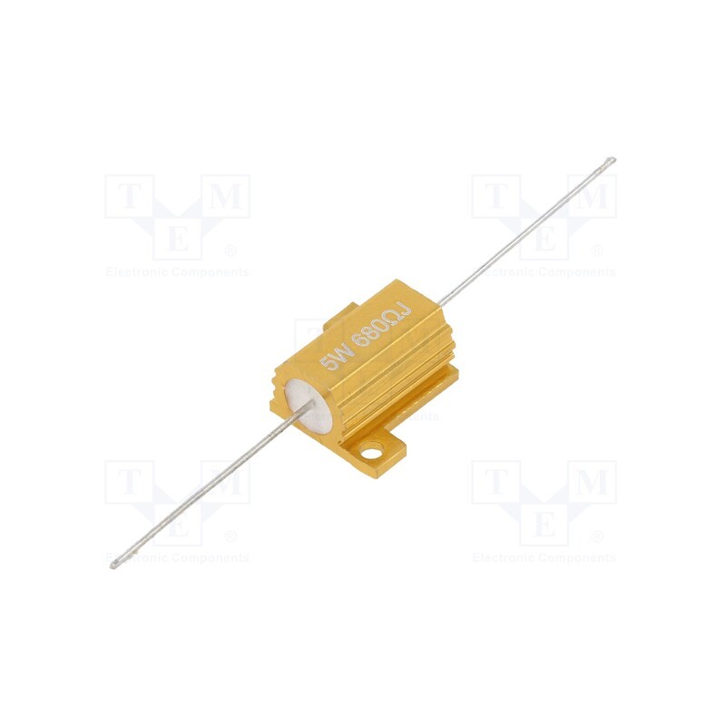 1 pcs x SR PASSIVES - AHP5W-680RJ - Resistor: wire-wound, with heatsink, 680Ω, 5W, ±5%, 30ppm/°C, axial