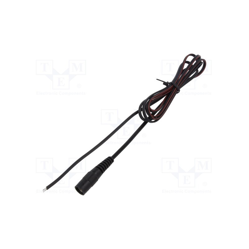 1 pcs x WEST POL - S25-TT-T075-500BK - Cable, 2x0.75mm2, wires,DC 5,5/2,5 socket, straight, black, 5m