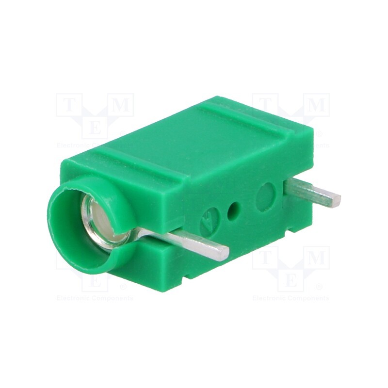 1 pcs x DELTRON - 571-0400 - Socket, 4mm banana, 10A, 250VDC, green, silver plated, PCB, 23.3mm