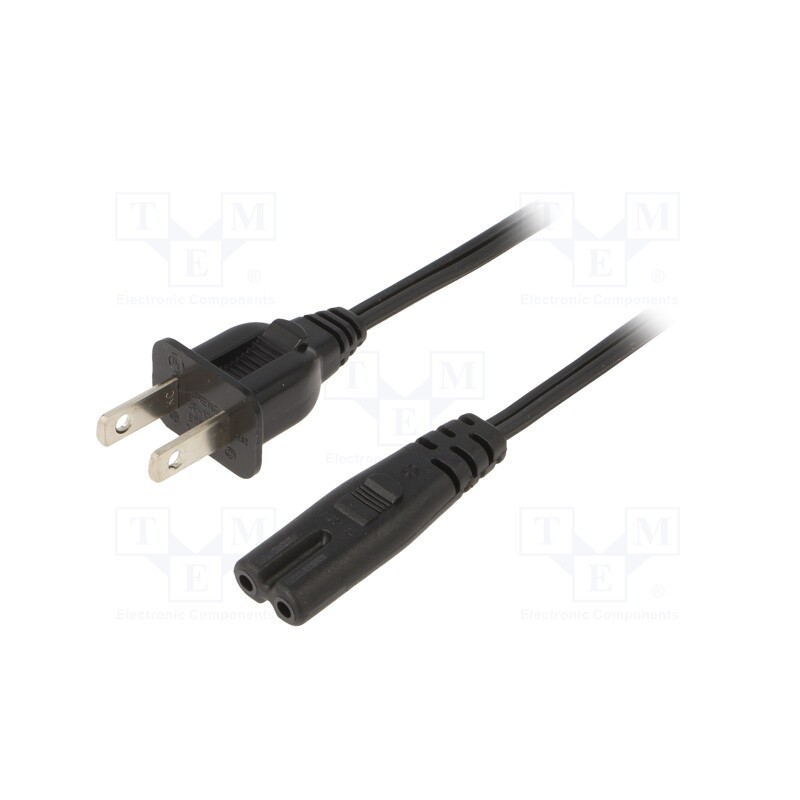 1 pcs x SUNNY - C7U18 - Cable, 2x0.75mm2, IEC C7 female,NEMA 5-15 (B) plug, PVC, 1.8m