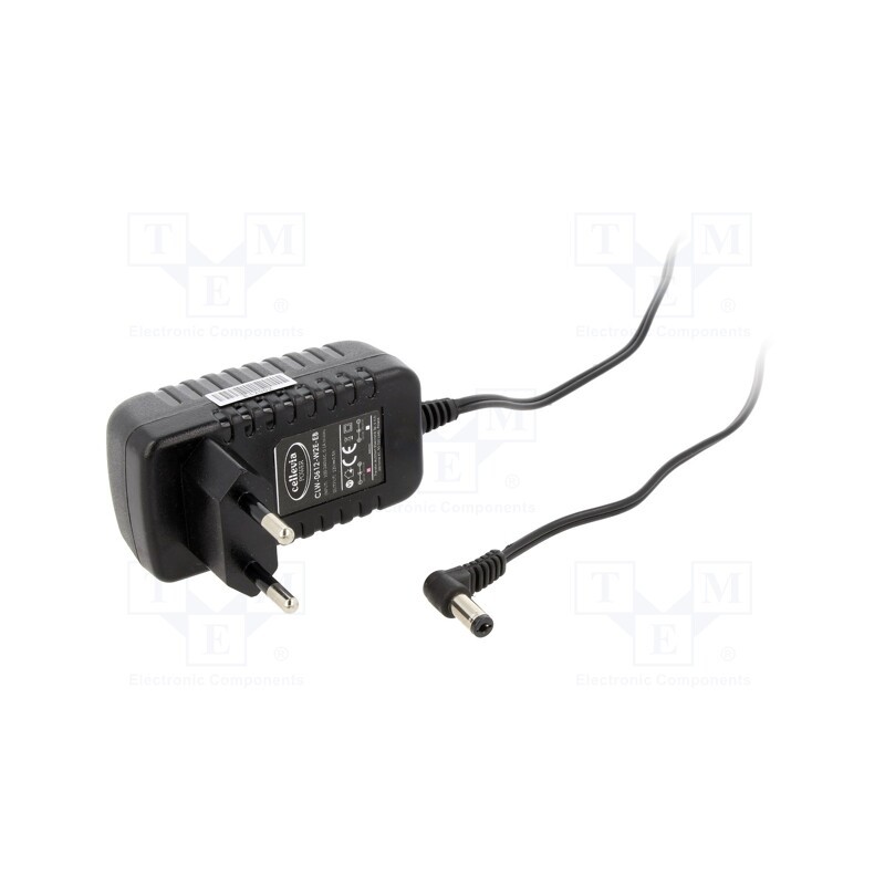 1 pcs x CELLEVIA POWER - CLW-0612-W2E-EB-L - Power supply: switched-mode, plug, 12VDC, 0.5A, 6W, Plug: EU, 83%