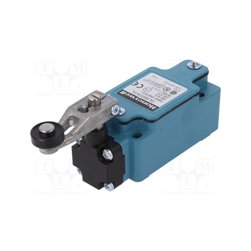 1 pcs x HONEYWELL - GLAB01A1A - Limit switch, lever R 38 mm, plastic roller Ø19 mm, NO + NC, 6A
