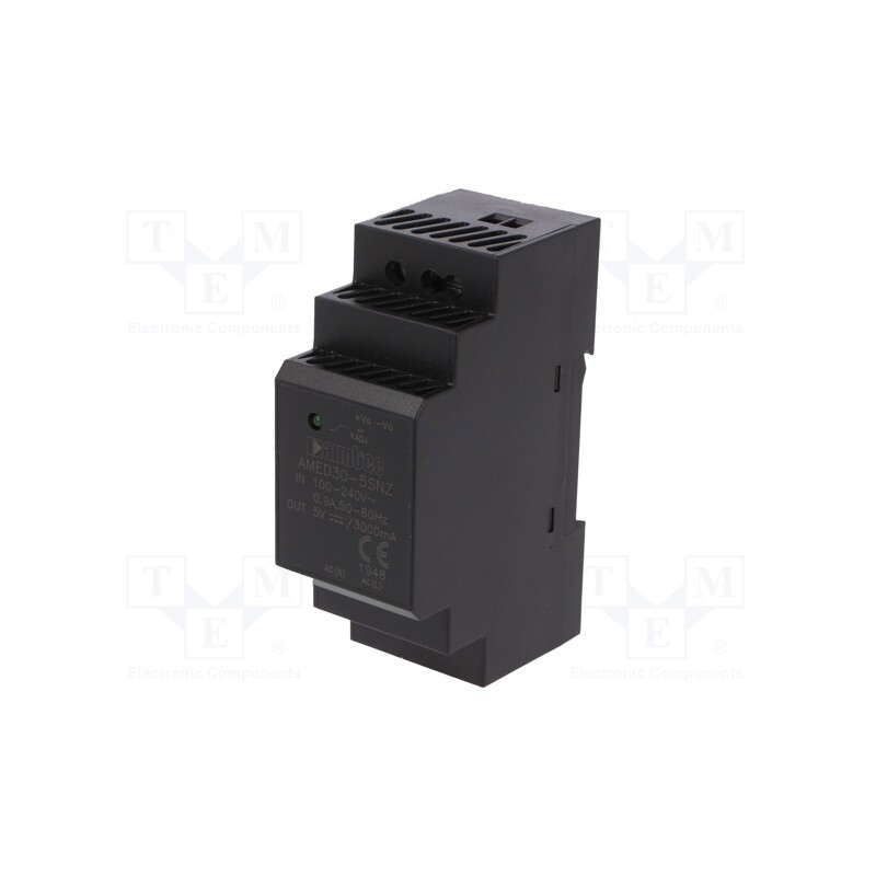 1 pcs x AIMTEC - AMED30-5SNZ - Power supply: switched-mode, for DIN rail, 15W, 5VDC, 3A, -40÷70°C