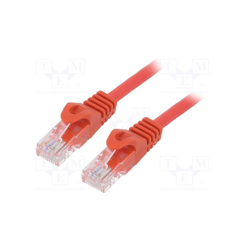 1 pcs x GEMBIRD - PP6U-5M/R - Patch cord, U/UTP, 6, stranded, CCA, PVC, red, 5m, 26AWG, Cablexpert