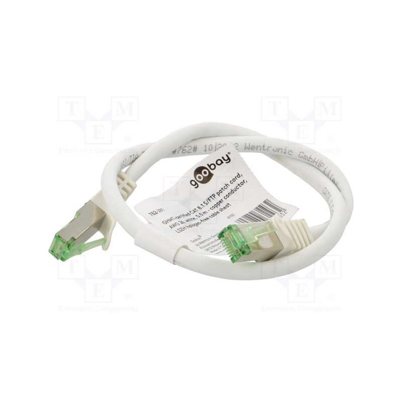 1 pcs x Goobay - 61103 - Patch cord, S/FTP, Cat 8.1, stranded, Cu, LSZH, white, 0.5m, 26AWG