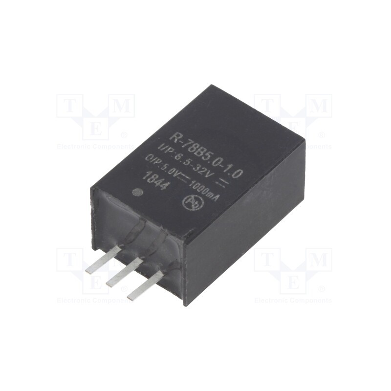 1 pcs x RECOM - R-78B5.0-1.0 - Converter: DC/DC, 5W, Uin: 6.5÷32V, Uout: 5VDC, Iout: 1A, SIP3, PCB