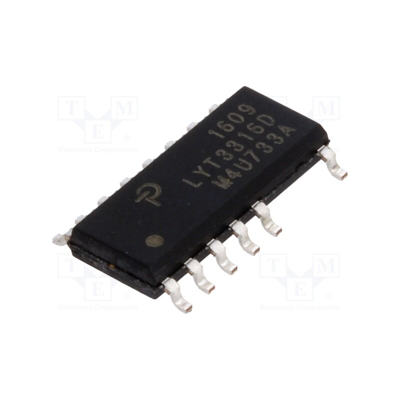 1 pcs x POWER INTEGRATIONS - LYT3316D - IC: PMIC, AC/DC switcher,LED driver, 85÷265V, Ubr: 650V, SO16B