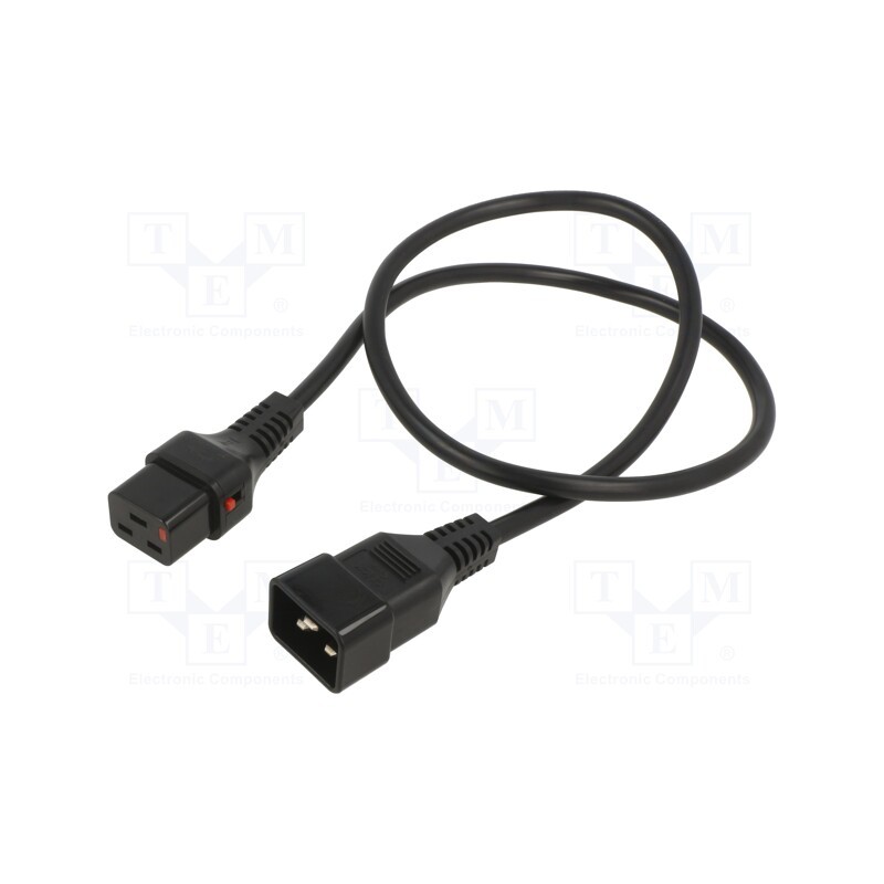 1 pcs x SCHAFFNER - IL19-C20-H05-3150-100 - Cable, IEC C19 female,IEC C20 male, 1m, with IEC LOCK locking