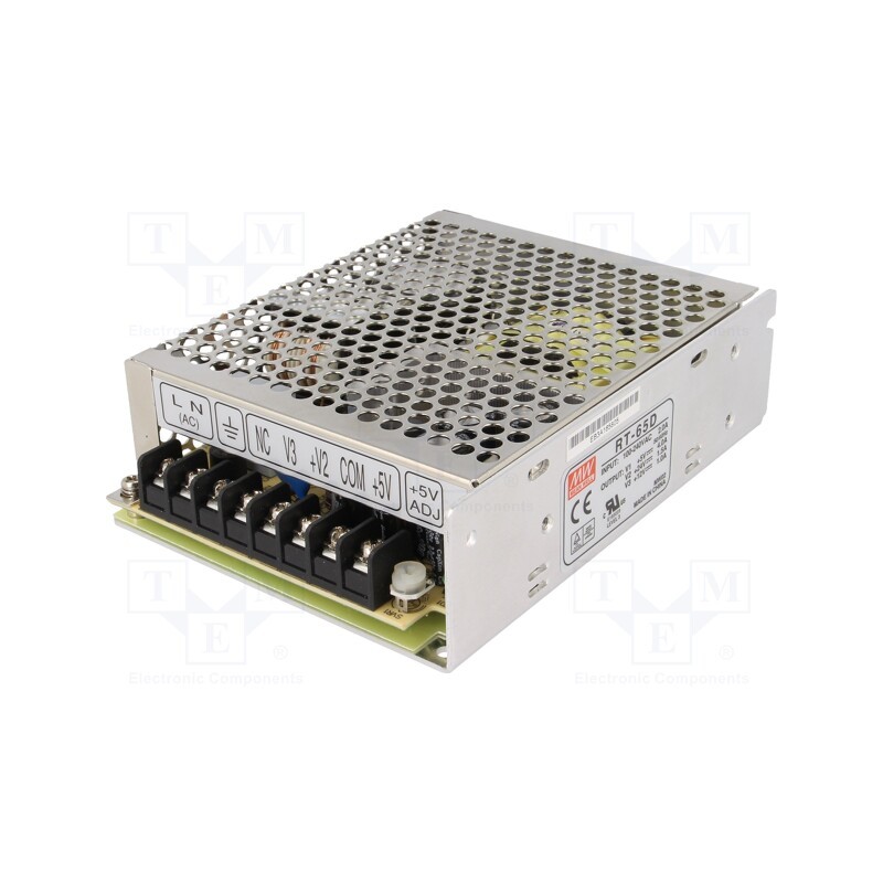 1 pcs x MEAN WELL - RT-65D - Power supply: switched-mode, for building in,modular, 68W, 5VDC