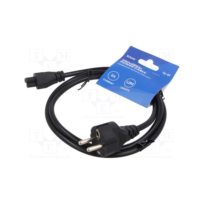 1 pcs x SAVIO - SAVKABELCL-67 - Cable, 3x0.75mm2, CEE 7/7 (E/F) plug,IEC C5 female, PVC, 1.2m