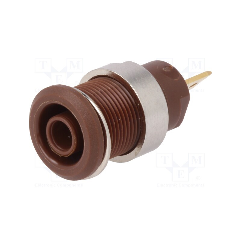 1 pcs x STu00c4UBLI - 23.3000-27 - Socket, 4mm banana, 24A, 1kV, Cutout: Ø12.2mm, brown, gold-plated