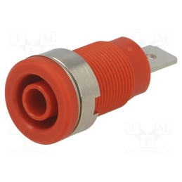 1 pcs x SCHu00dcTZINGER - SEB 6452 NI / RT - Socket, 4mm banana, 32A, 1kV, red, nickel plated, on panel, 35mm