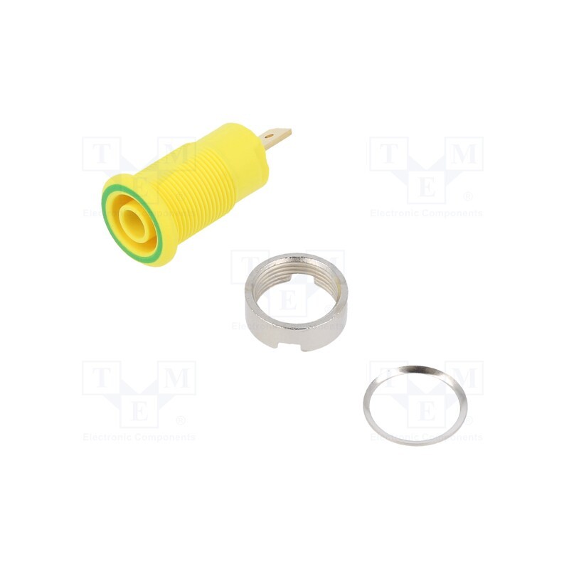 1 pcs x STu00c4UBLI - 23.3000-20 - Socket, 4mm banana, 24A, 1kV, Cutout: Ø12.2mm, yellow-green, screw