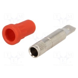 1 pcs x SCHu00dcTZINGER - EPB 6792 NI / FST 4.8X0.8 / RT - Socket, 4mm banana, 24A, 70VDC, red, nickel plated, on panel, 4mΩ