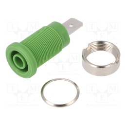 1 pcs x SCHu00dcTZINGER - SEB 6452 NI / GN - Socket, 4mm banana, 32A, 1kV, green, nickel plated, on panel, 35mm