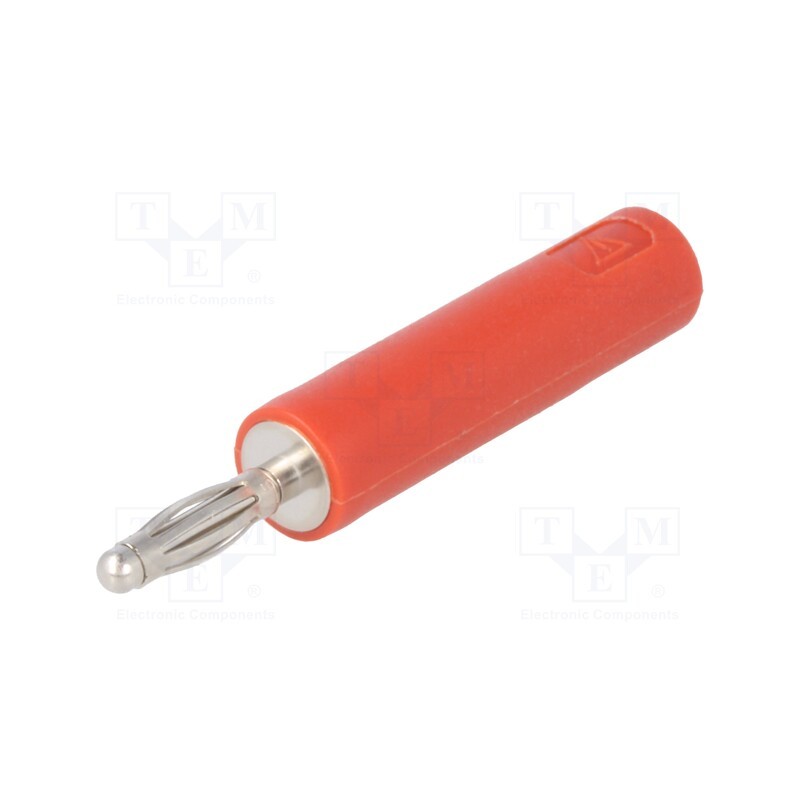 1 pcs x SCHu00dcTZINGER - A 20-40 S NI / RT - Adapter, 2mm banana, 10A, 70VDC, red, nickel plated, 35.5mm