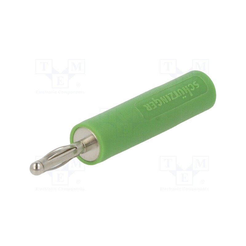 1 pcs x SCHu00dcTZINGER - A 20-40 S NI / GN - Adapter, 2mm banana, 10A, 70VDC, green, nickel plated, 35.5mm
