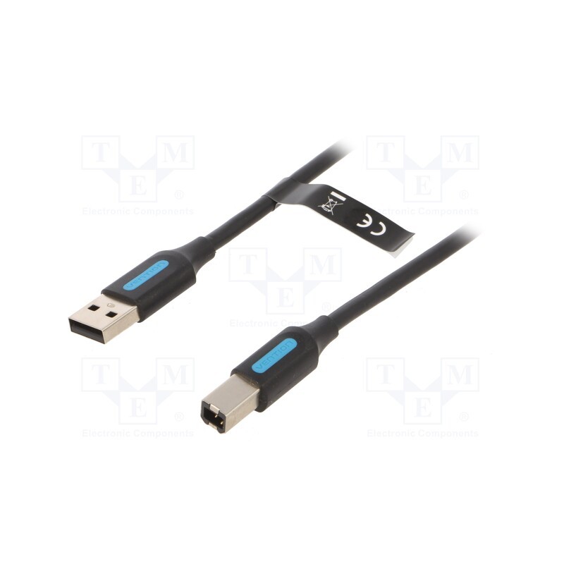 1 pcs x VENTION - COQBF - Cable, USB 2.0, USB A plug,USB B plug, nickel plated, 1m, black