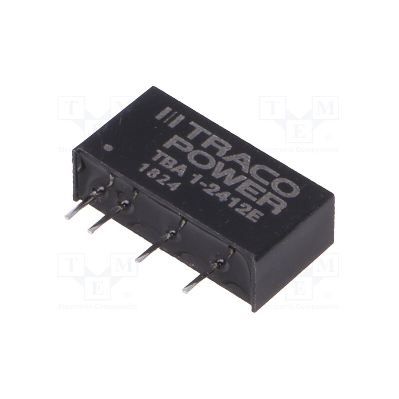 1 pcs x TRACO POWER - TBA 1-2412E - Converter: DC/DC, 1W, Uin: 21.6÷26.4V, Uout: 12VDC, Iout: 84mA, SIP7