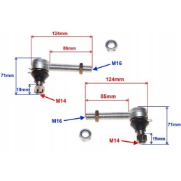 Upper wishbone ends, 2 pieces, quad ATV 200 250