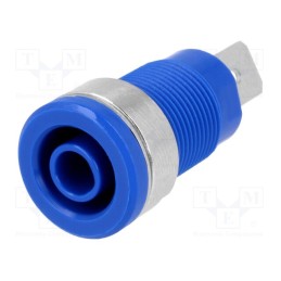 1 pcs x SCHu00dcTZINGER - SEB 6452 NI / BL - Socket, 4mm banana, 32A, 1kV, blue, nickel plated, on panel, 35mm