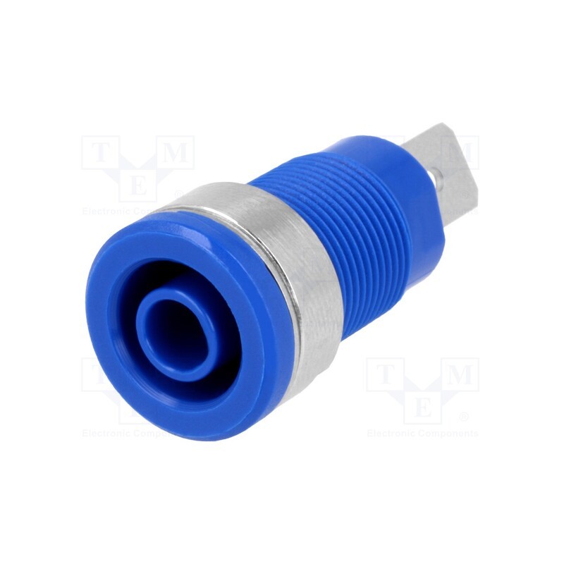 1 pcs x SCHu00dcTZINGER - SEB 6452 NI / BL - Socket, 4mm banana, 32A, 1kV, blue, nickel plated, on panel, 35mm